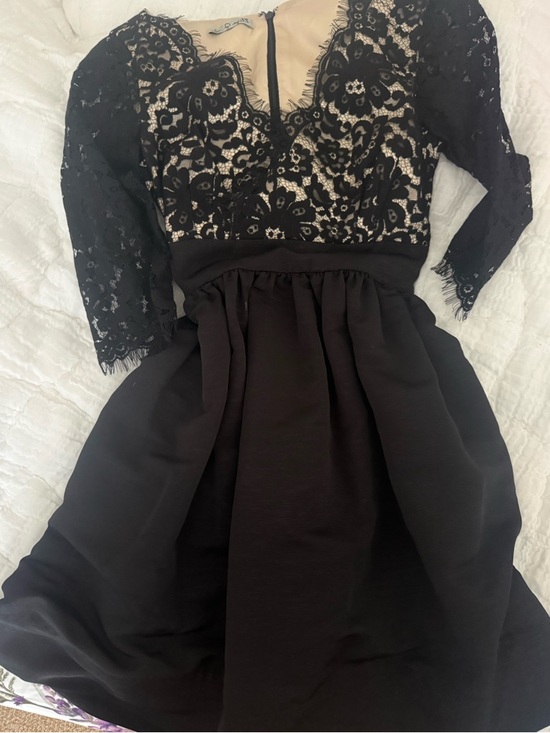 Eliza J Dresses & Skirts - Eliza J Black Lace Overlay with Nude Lining Party Dress